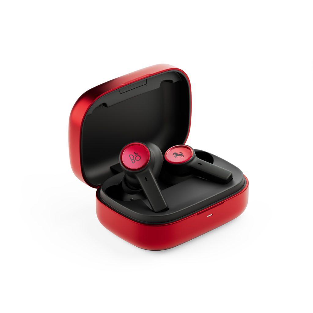 Bang & Olufsen Beoplay EX Ferrari Edition wireless earbuds in red charging case