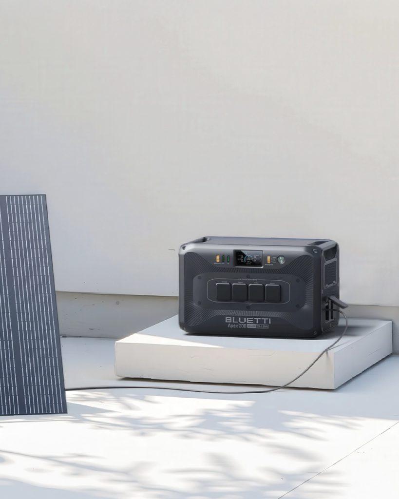 Bluetti APEX 300 powering a home off solar - clean, modern backup solution
