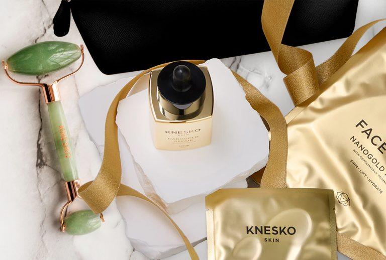 KNESKO Skin luxury collagen mask and gemstone roller ritual.